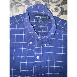 Ralph Lauren blaire men's button-down, blue‎ checkered shirt, size medium